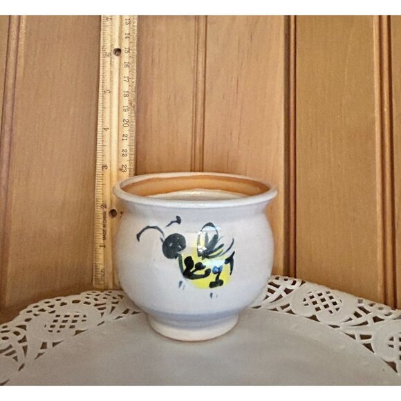 Artist Signed Studio Pottery Hand-Painted Ceramic Bee Design Planter Succulent P - Picture 3 of 8